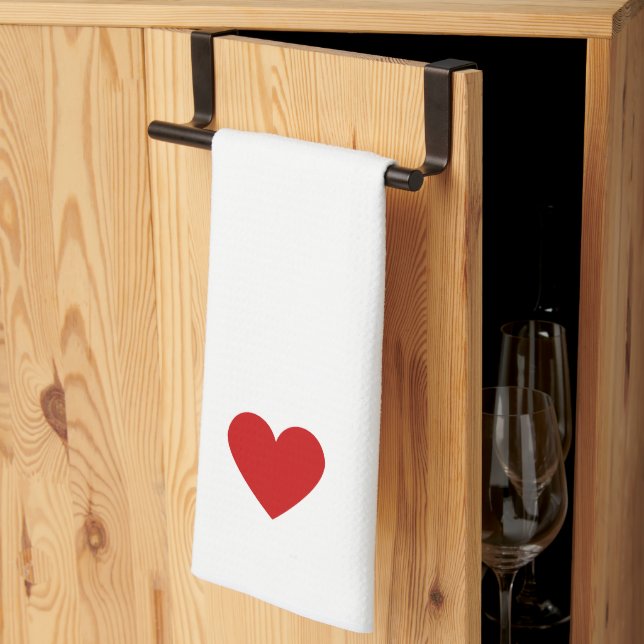 Modernes Heart Red Valentine Geschenk Einfache Lie Geschirrtuch (Drittel gefaltet)