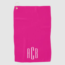 Modernes, heißes Rosa und weißes Monogramm mit dre Golfhandtuch