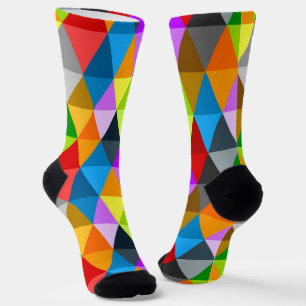 Modernes, hell funkelndes, buntes Dreiecksmuster Socken