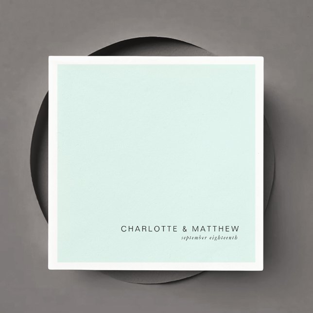 Modernes, hellblau-grün serviette (Customer specific, beautiful, modern, minimal, light-green-blue, wedding napkins.)