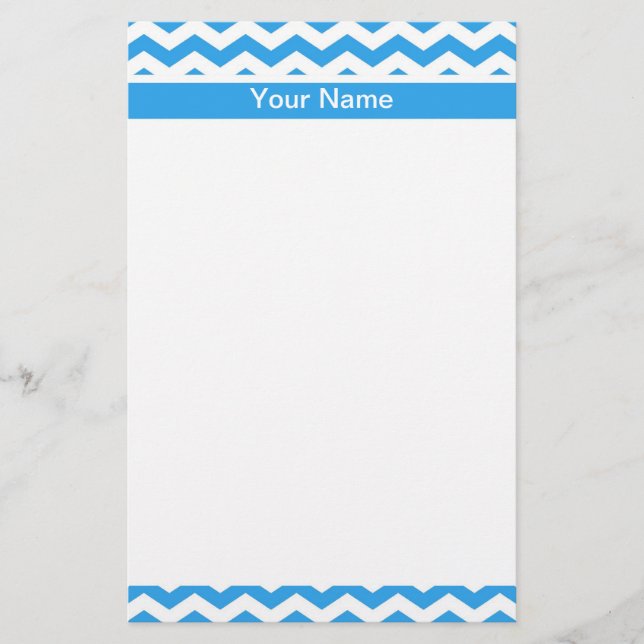 Modernes, hellblau Zickzack Zickzack-Muster Briefpapier (Vorderseite)