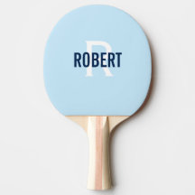 Modernes hellblaues Monogramm-Pingpongpaddel
