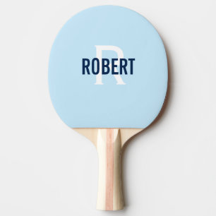 Modernes hellblaues Monogramm-Pingpongpaddel Tischtennis Schläger