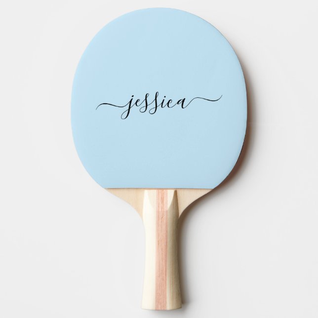 Modernes, hellblaues Skript Pingpongpaddel Tischtennis Schläger (Vorderseite)