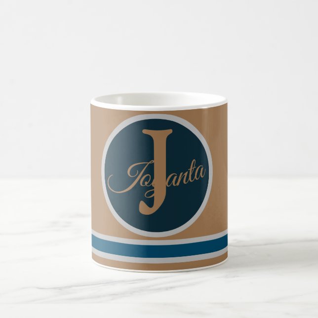 Modernes hellbraunes Monogramm Elegant Kaffeetasse (Mittel)