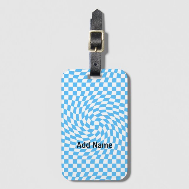Modernes, helles Blau- und Weißes Chic-Muster Gepäckanhänger (Vorderseite Vertikal)