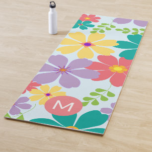 Modernes, helles, fröhliches Muster für die Blume Yogamatte