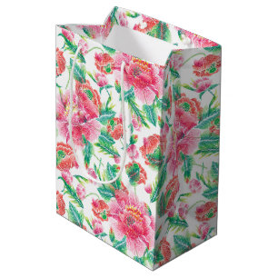 Modernes, helles Girl-Pink-Blume-Muster Mittlere Geschenktüte