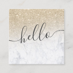 Modernes helles GoldGlitter ombre weißer Marmor Quadratische Visitenkarte