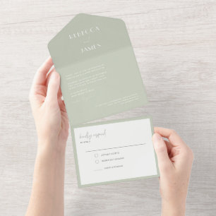 Modernes helles, grünes Siegel senden Hochzeit All In One Einladung