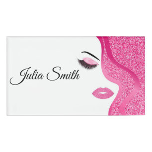 Modernes helles Rosa mit Glitzer-Effekt Namenschild