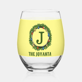 Modernes hellgelbes Monogramm Weinglas Ohne Stiel