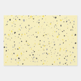 Modernes hellgelbes Terrazzo-Muster Geschenkpapier Set