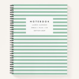 Modernes, hellgrün gestreiftes Notebook Notizbuch