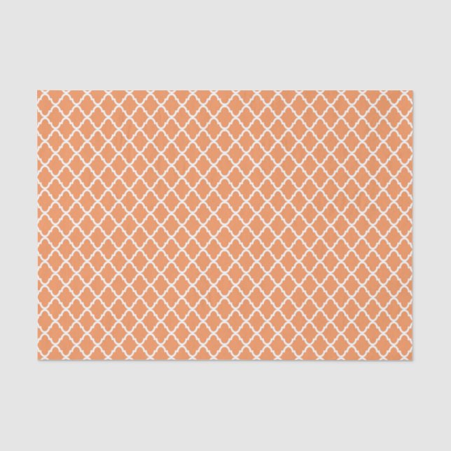 Modernes hellorangees Marokkaner Quatrefoil Muster Seidenpapier (Vorderseite)