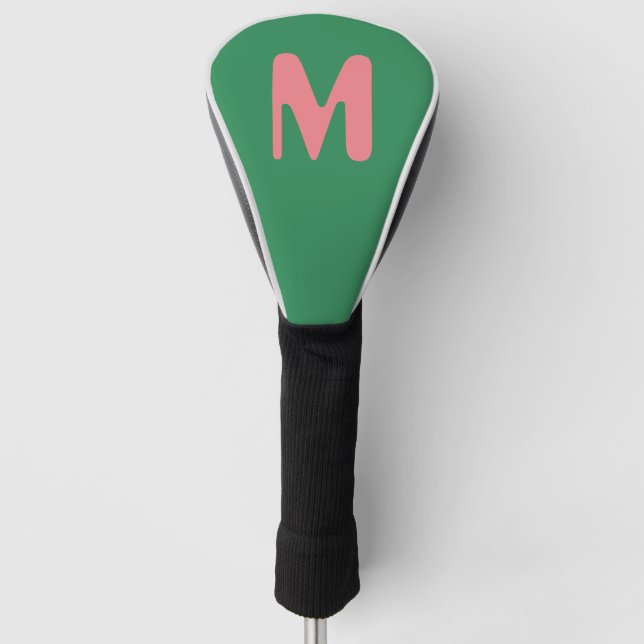 Modernes, hellrosa Anfangsbuchstabe | Meeresalgen  Golf Headcover (Vorderseite)