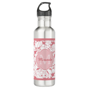 Modernes, hellrosa, florenfarbenes Monogramm mit N Edelstahlflasche