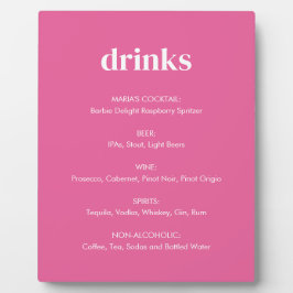 Modernes, hellrosa Girly Drinks Tabletop-Zeichen Fotoplatte