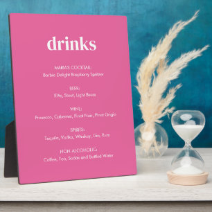 Modernes, hellrosa Girly Drinks Tabletop-Zeichen Fotoplatte