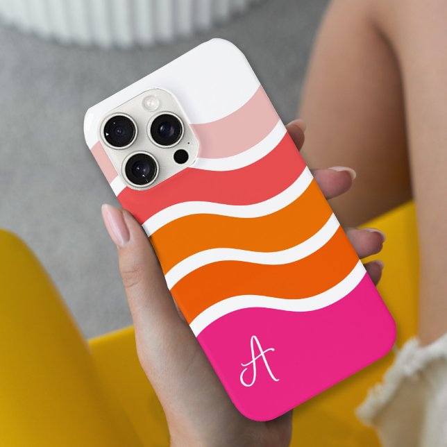 Modernes, hellrosa, orangefarbenes Muster Case-Mate iPhone Hülle (Fashion for your phone in vibrant shades of pink and orange!)