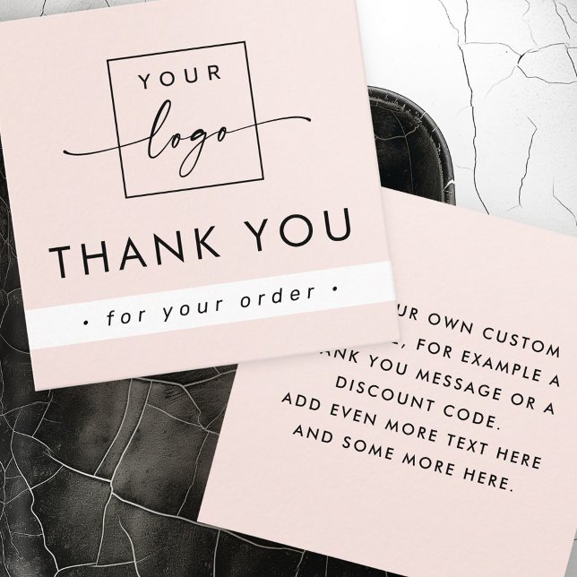 Modernes hellrot rosa Geschäft danke einfügen Quadratische Visitenkarte (Modern light blush pink business thank you insert)