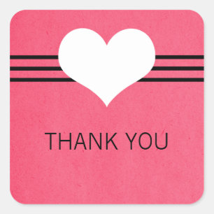 Modernes Herz Danke Stickers, Pink Quadratischer Aufkleber