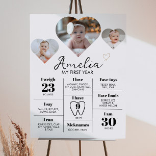 Modernes Herz Foto 1 Geburtstag Meilenstein Zeiche Poster