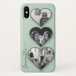 Modernes Herz-Foto FamilienMinze Ihr Name Case Mat