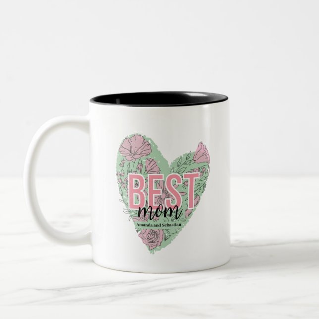 Modernes Herz für Flora Zweifarbige Tasse (Links)