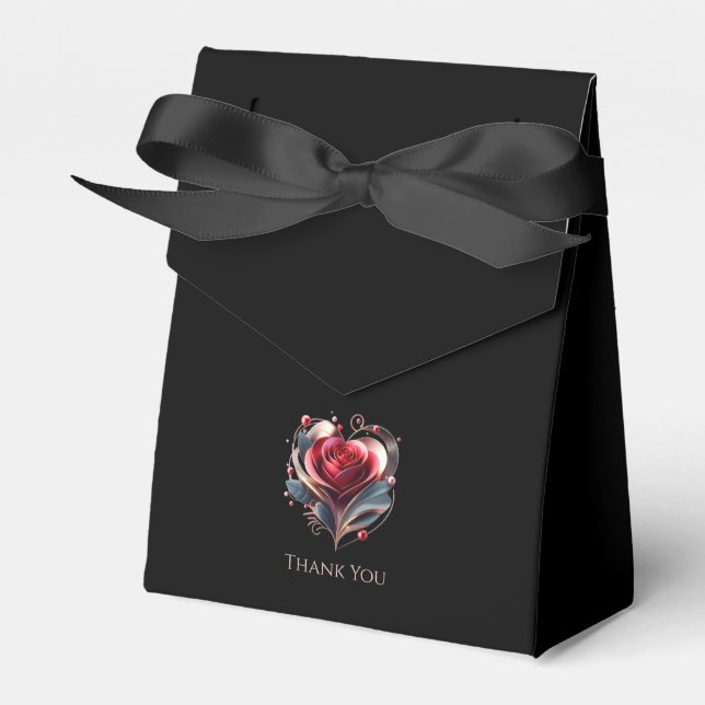 Modernes Herz gestalterische Rose Hochzeit Vielen  Geschenkschachtel (Vorderseite)
