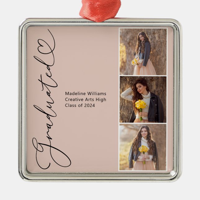 Modernes Herz-Graduat-Foto Ornament Aus Metall (Vorne)