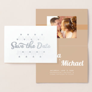 Modernes Herz HandGezeichnet Save the Date Foto Folienkarte