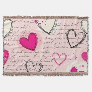 Modernes Herz Muster mit Schrift Hintergrund (18) Decke