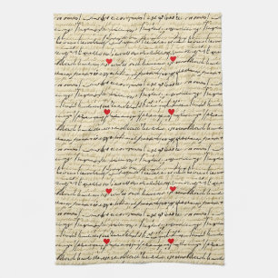 Modernes Herz Muster mit Schrift Hintergrund (4) Geschirrtuch