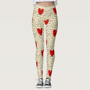 Modernes Herz Muster mit Skript-Hintergrund (15) Leggings