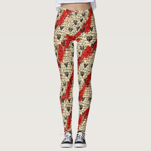 Modernes Herz Muster mit Skript-Hintergrund (1) Leggings (Vorderseite)