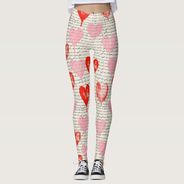 Modernes Herz Muster mit Skript-Hintergrund (5) Leggings (Vorderseite)