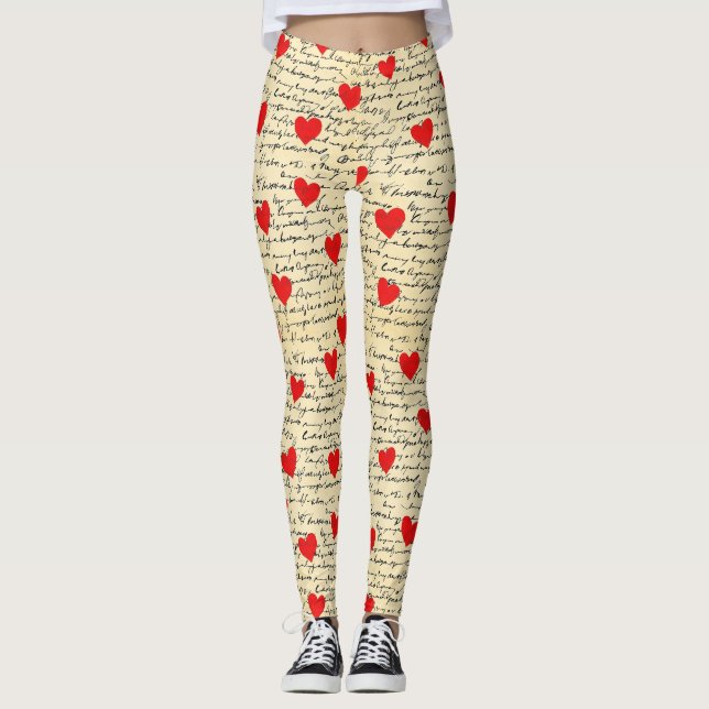 Modernes Herz Muster mit Skript-Hintergrund (6) Leggings (Vorderseite)