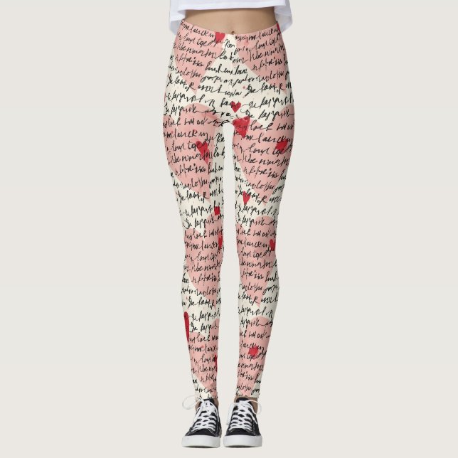 Modernes Herz Muster mit Skript-Hintergrund (9) Leggings (Vorderseite)