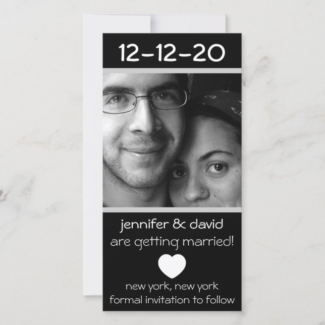 Modernes Herz rettet die Daten (Silber) Save The Date (Vorderseite)