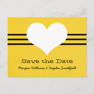 Modernes Herz Save the Date Postkarte, gelb Ankündigungspostkarte