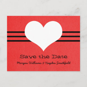 Modernes Herz Save the Date Postkarte, rot Ankündigungspostkarte