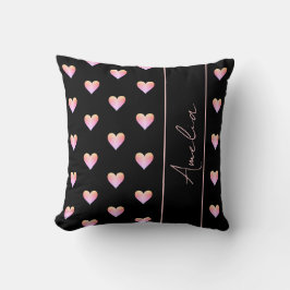 Modernes Herz Schwarz Rosa Personalisiert Kissen