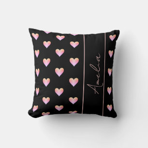 Modernes Herz Schwarz Rosa Personalisiert Kissen