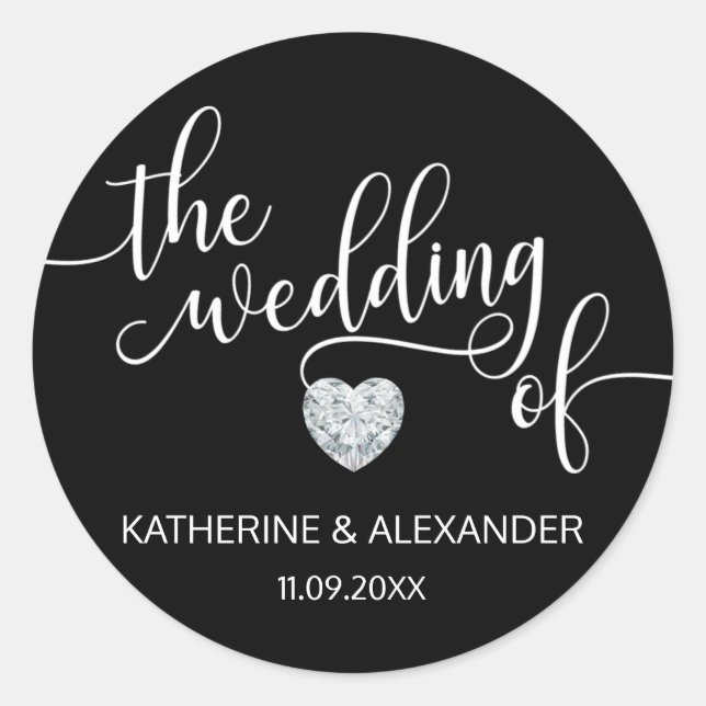 Modernes Herz Schwarz-weiß DIE WÄSCHE VON Siegeln Runder Aufkleber (Vorderseite)