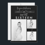 Modernes Herz Schwarz & Weiß Foto Sweet 16 Party<br><div class="desc">Matching-Elemente verfügbar.</div>