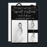 Modernes Herz Schwarz & Weiß Foto Sweet 16 Party<br><div class="desc">Matching-Elemente verfügbar.</div>