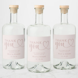 Modernes Herz Vielen Dank Kalligraphie Rose Gold Alkoholflaschenetikett