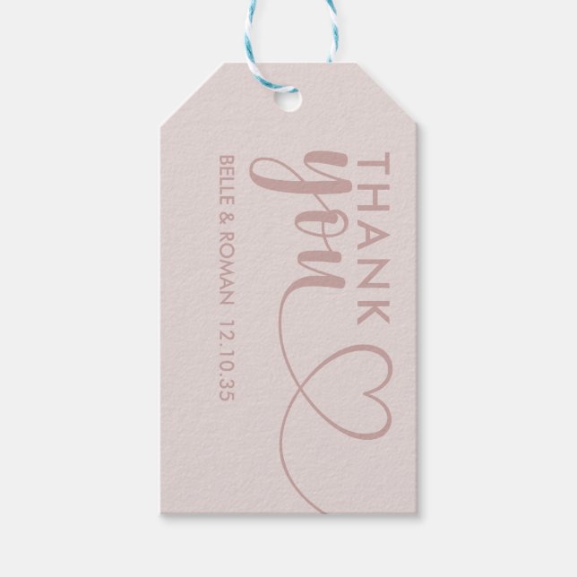 Modernes Herz Vielen Dank Kalligraphie Rose Gold C Geschenkanhänger (Vorderseite)