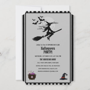 Modernes Hexengebräu Grau-Schwarzes Halloween-Part Einladung